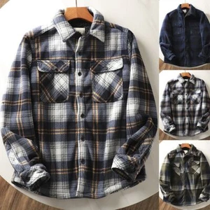 Bequeme Herren Jacke Hemd Hemd Winter Freizeit Kariert Flanell Fleece GH - Bild 1 von 22