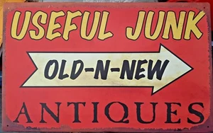 Vintage Metal Plaque Useful Junk Antiques - 41 X 26 CM - Picture 1 of 1