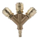 Compressed Air Distributor 3-Way with Couplings Brass Coupling Plug 1/4Inch