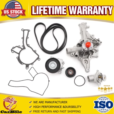 Water Pump Thermostat Pulley Belt Kit For Mercedes Benz CLK320 ML320 SLK320 S500 - Image 1 of 4