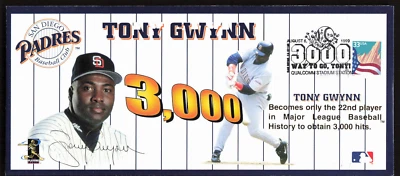 Tony Gwynn 3000th Hit August 6, 1999 First Day Cover Issue Stamped Envelope CEO - Image 1 of 2
