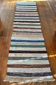 Special Design, Swedish Hand Made Rag Rug (31 x 122 inches) 1930s - Picture 1 of 3