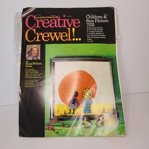 Vintage Creative Crewel Stickset 70er Jahre Kinder & Sonne Bild 7231 11 x 10" - Bild 1 von 7