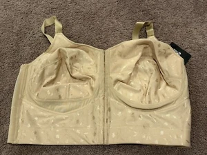 Size 50E - Elila 5415 Jacquard Wireless Soft-cup Front Hook Longline Bra - Picture 1 of 7