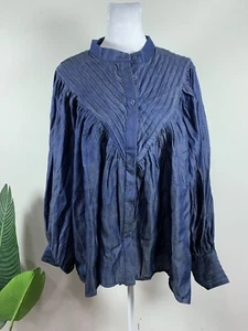 the shirt rochelle behrens Womens Blue Long Sleeve Blouse, Size XXL - Picture 1 of 9