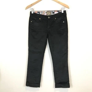 Womens Rich & Skinny Black Corduroy Cropped Cuffed Mid Rise Pants Size 25 - Picture 1 of 6