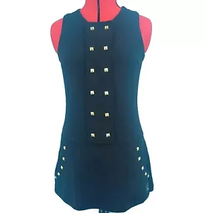 Evisu Genes Women's Midi Dress sz M Black Gold Stud Pullover Bodycon RARE - Picture 1 of 11