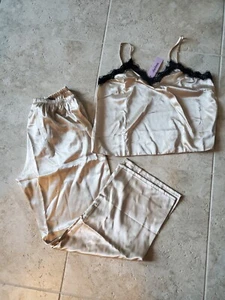 New Cheibear Women's Cami Long Pant Pajama Set, Size Large - Picture 1 of 6