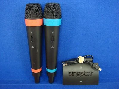 Micrófonos oficiales ps3/ps4 INALÁMBRICOS SINGSTAR MICRÓFONOS x2 + receptor concentrador USB Foto 1 de 3