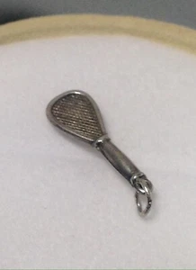 Antique/ Vintage 1940s Tiny Puffy Tennis Racket Charm Bracelet Charm - Picture 1 of 4