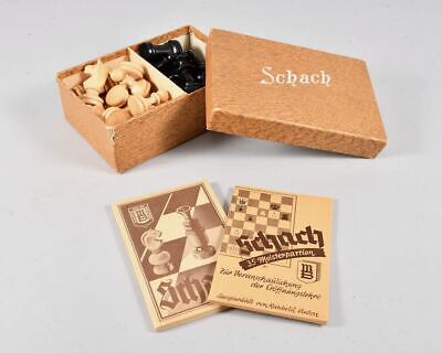 G91n47- Alter Satz Schachfiguren, Holz, In Originalbox • 9.99€