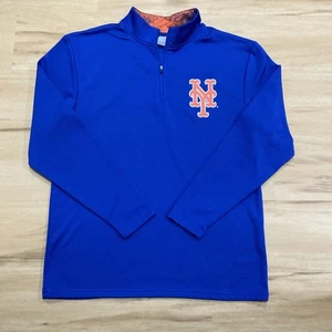 New York Mets Men’s Size Large Blue 1/4 Zip Pullover Windbreaker Jacket MLB - Picture 1 of 6