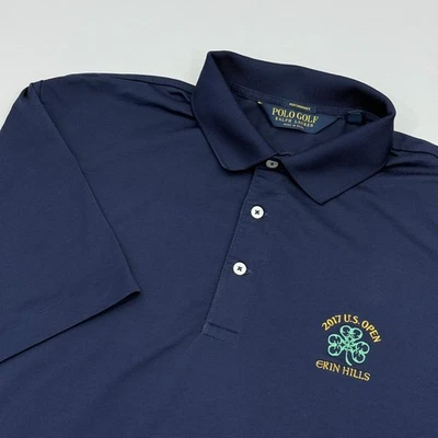 Camisa Polo Golf Ralph Lauren Performance 2017 US Open Erin Hills Masculina Grande Azul - Imagem 1 de 4