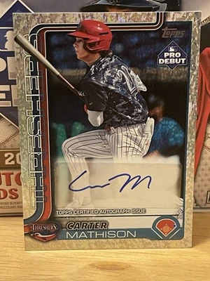 2025 Topps Pro Debut Carter Mathison Sparkle /175 Auto 🔥 - Image 1 of 2
