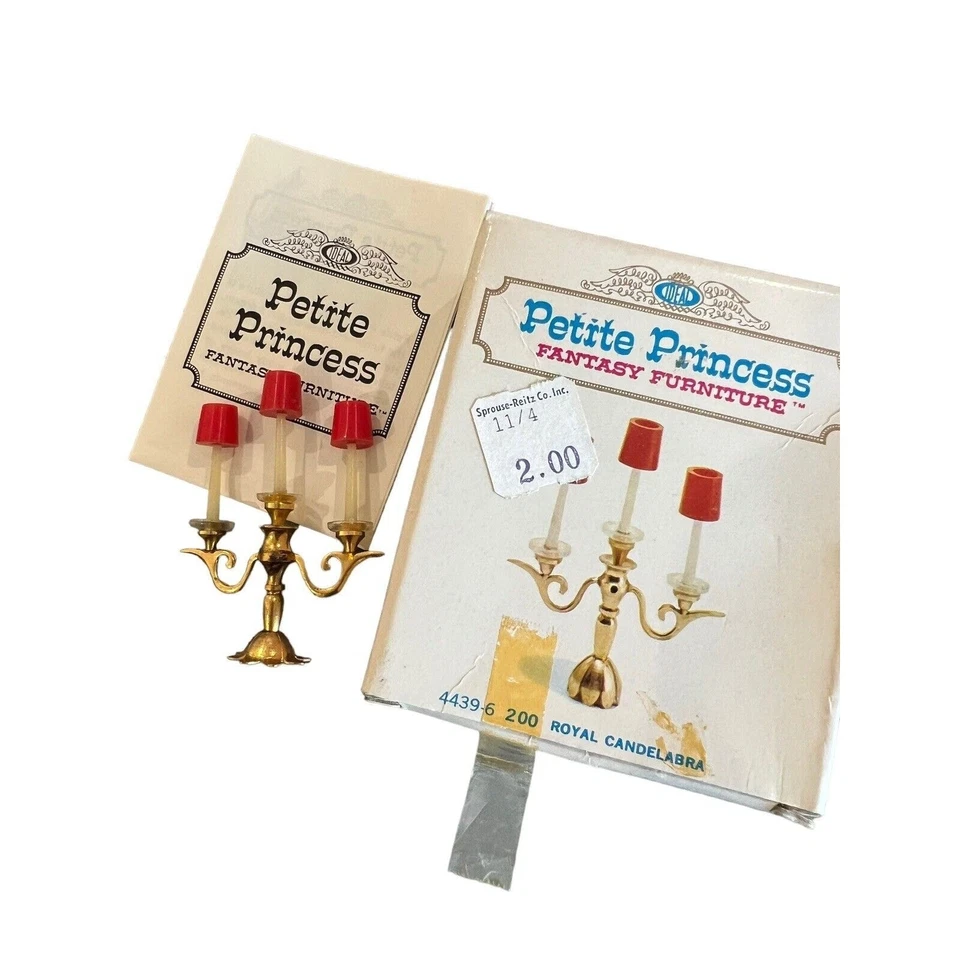 复古 Ideal Petite 娃娃屋公主家具皇家烛台 4439-6 — 第 1/3 张图片