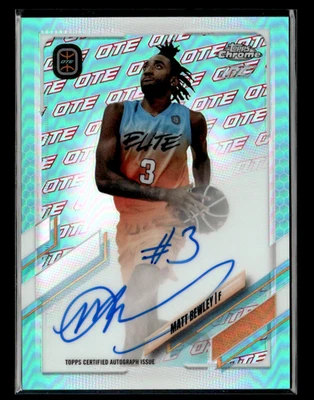 Matt Bewley 2021-22 Topps Chrome OTE Aqua Refractor Auto 44/99 - Image 1 of 2