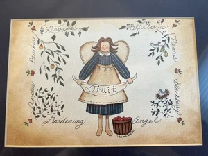 Country Gardening Angel Print Anna Scotter Folk Art Framed 13x10 - Picture 1 of 10