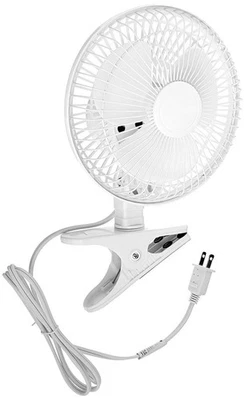 Compact 6 Inch Clip On Fan, 2 Speed Quiet Motor, Steel Grill, 5 Ft Cord, White - Image 1 of 4