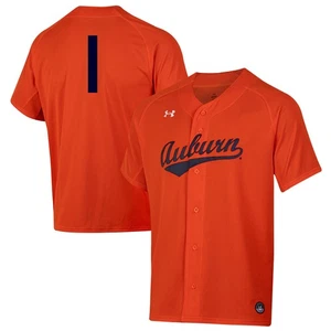 Camiseta deportiva de béisbol Under Armour naranja castaño rojizo réplica botón completo para hombre - Imagen 1 de 3