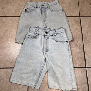Vintage Girls Levi’s & Lee Bundle Long Denim Jean Shorts High Waist - Picture 1 of 13
