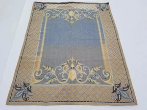 Vintage Französischer Nadelspitze Handarbeit Floral Beige Wollteppich Carpet 242x185cm - Bild 1 von 12
