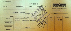 American Releasing Corp Invoice August 28 1922 Belle of Alaska Silent Film - Picture 1 of 1