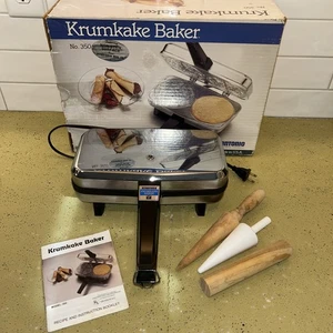 Vitantonio Krumkake Baker Pizzelle 350 Recipe Instructions Tested VTG Nonstick - Picture 1 of 13