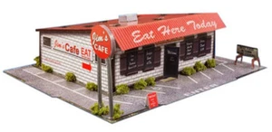 1:48 Scale O Gauge Diner Photo Real Scale Building Kits Diorama Track Layout Set - Picture 1 of 10
