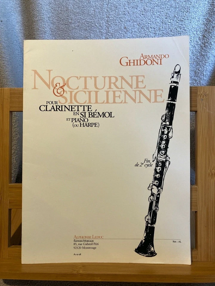 Armando Ghidoni Nocturne et Sicilienne pour clarinette et piano partition Leduc - Photo 1/1