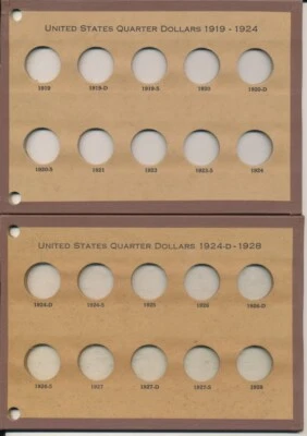 Tablero de monedas Wayte Raymond No. Cuarto de dólar estadounidense 370 aC 1919-1930 Foto 1 de 4