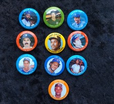 Lot Of 10 MLB Baseball 1984 Fun Foods Pin Back Buttons BRETT, GOODEN, GWYNN!!!