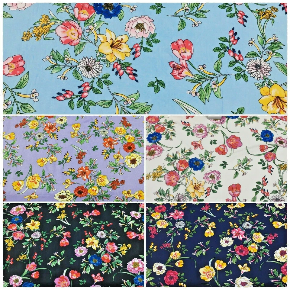 Floral Printed Rayon Viscose Poplin dress Fabric 150 cm MA1255 Mtex - Image 1 of 1