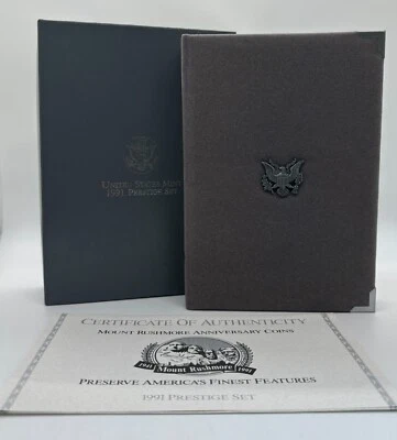 1991-S U.S. Mint Prestige 7 Coin Set w/ Mount Rushmore Anniversary Silver Dollar - Image 1 of 4