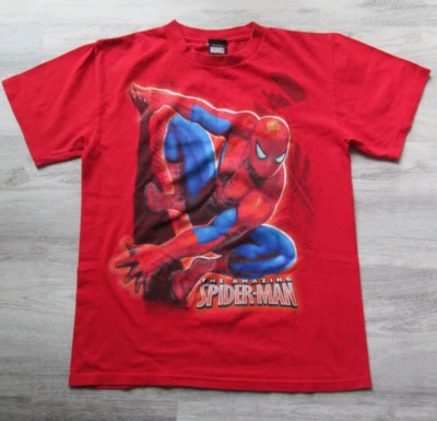 ❤ MARVEL boys girls Spiderman shirt size L 10 12 14 red short sleeves cotton - Image 1 of 4