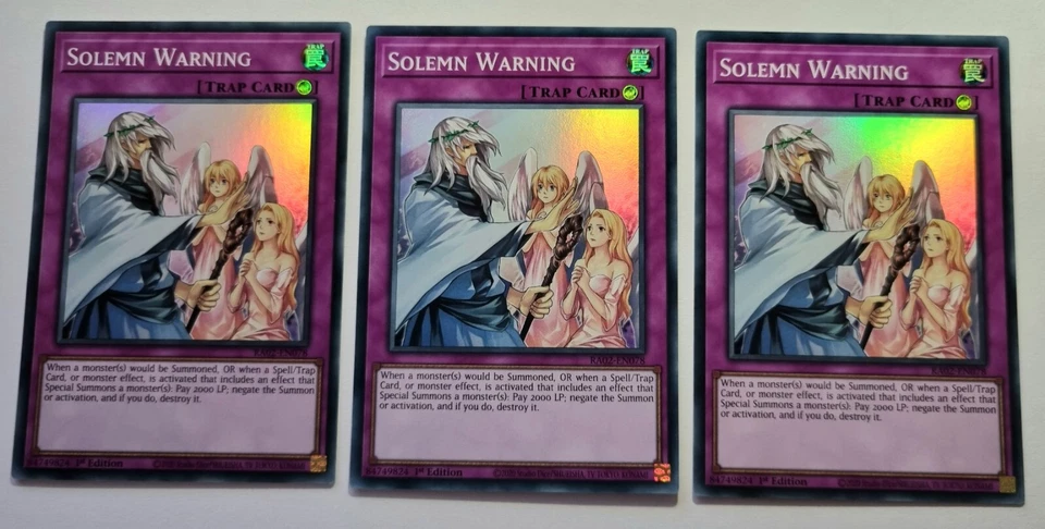 Yugioh! 3x Solemn Warning 1st Ed. RA02-EN078 Super Rare play set 25th - Image 1 of 1