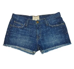 Current Elliott Star Print Fringe Blue Denim 2 Inch Inseam Shorts Women Size 26 - Picture 1 of 8