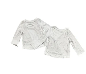Baby Unisex 2pk Long Sleeve Crew Neck T-Shirts - Cat & Jack White 12M - Picture 1 of 2