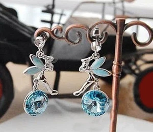 PENDIENTES CON HADA  EN ORO LAMINADO Y CRISTAL AZUL - Bild 1 von 1