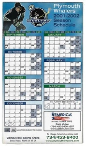 2001-02 Plymouth Whalers OHL MAGNET Hockey Zeitplan!!! Remerica - Bild 1 von 1