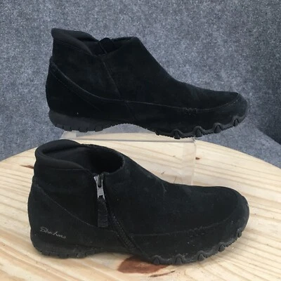 Botas Skechers para mujer 10 botines de motociclista de cuero negro cremallera lateral informales 44721 Foto 1 de 4