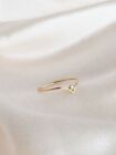 Simple Chevron Ring With Colorless White Round Cut Moissanite In 10K Yellow Gold