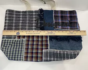 Bolso de Mano Grande Desigual Patchwork Denim Algodón Cartera Llevar Todo Azul Gris Nuevo sin Etiquetas - Imagen 1 de 10