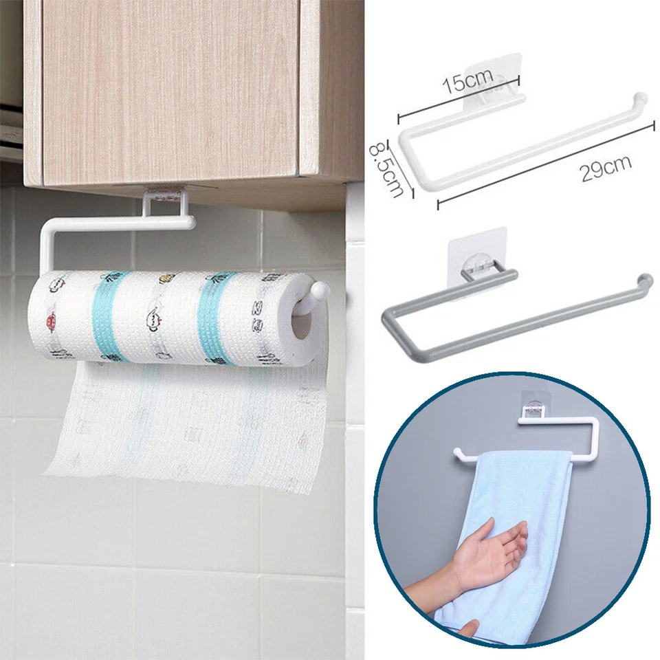 Kitchen Roll Paper Holder Toilet Towel Rack Under Shelf Cabinet Storage Hanger - Image 1 of 4