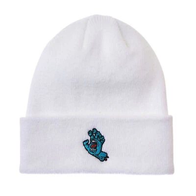 Santa Cruz SCREAMING HAND LONG SHOREMAN Skateboard Beanie WHITE - Image 1 of 2
