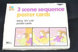 MATERIALES MULTIMEDIA DE COLECCIÓN 3 tarjetas póster secuencia de escenas maestro educación en el hogar EE. UU. - Imagen 1 de 10