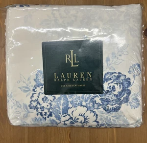 NIP Ralph Lauren CATALINA ISLAND Blue Floral Flat Sheet - King - Picture 1 of 13