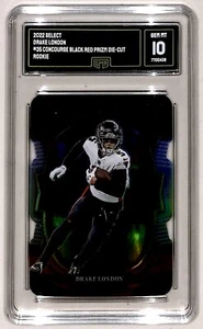 2022 Panini Select Black Red Praizm Die Cut Drake London RC GMA 10 Atlanta - Bild 1 von 2