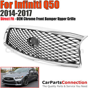For 2014-2017 Infiniti Q50 Front Bumper Center Grille OE Chrome Conversion Kit