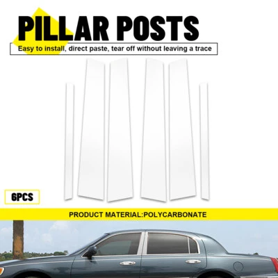 For Lincoln Town Car 1998-2011 Standard 4-Door Chrome Pillar Post Trim Covers 6x - Imagem 1 de 4