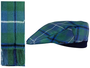 Lammwollschal und flache Mütze Geschenkset Douglasie alt Tartan kariert - Bild 1 von 4